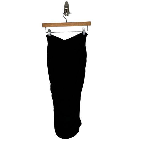 Jonathan Simkhai STANDARD | NWT Anya Matte Ruched Midi Skirt in Black Large - Picture 3 of 8